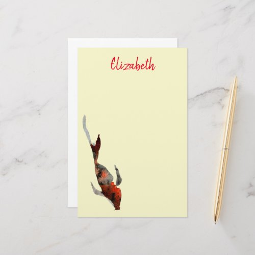 Watercolor koi fish illustration stationery