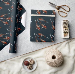 Watercolor koi fish illustration wrapping paper