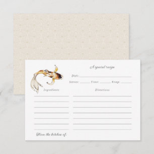 watercolor koi fish recipe card