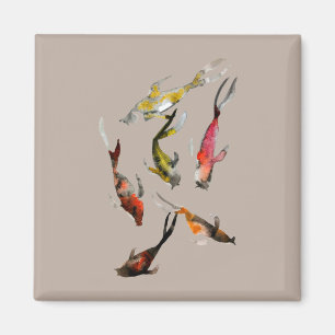 Watercolor koi fish red brown gold magnet
