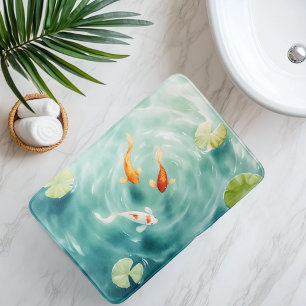 Watercolor Koi Fish Serenity Bath Mat