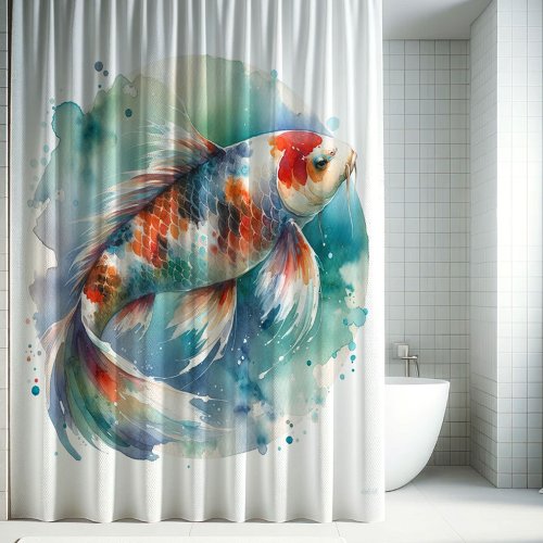 Watercolor Koi Fish Shower Curtain