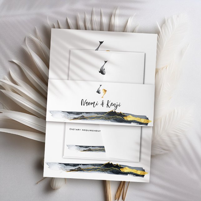 Watercolor Koi Fish Wedding Invitation Belly Band (Creator Uploaded)