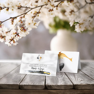 Watercolor Koi Fish Wedding Place Card