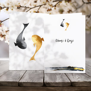 Watercolor Koi Fish Wedding Program