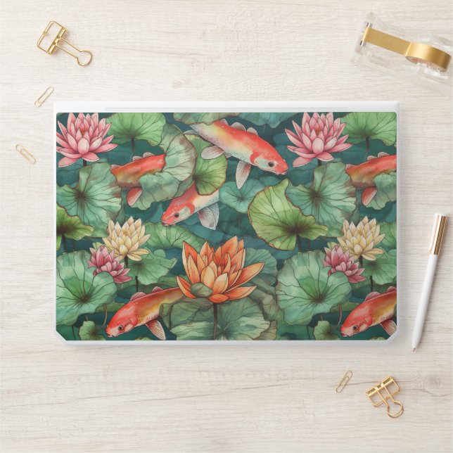 Watercolor Koi & Water Lilies HP Laptop Skin (Desk)