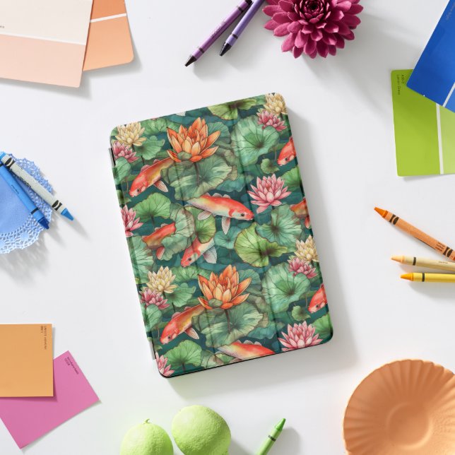 Watercolor Koi & Water Lilies iPad Cover (Desk)