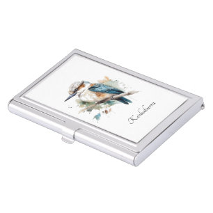 Watercolor Kookaburra Professional Desk Accessory Business Card Case