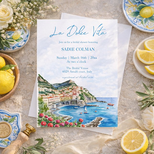 Watercolor La Dolce Vita Italian Bridal Shower  Invitation (Creator Uploaded)