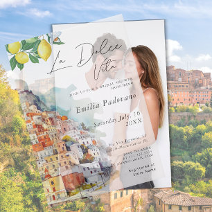 Watercolor La Dolce Vita Italian Bridal Shower Vellum Invitations