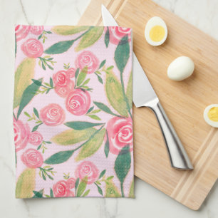 Watercolor La Rosa Whimsy Gold Kitchen Towel
