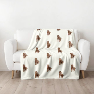 Watercolor Labradoodle Fleece Blanket