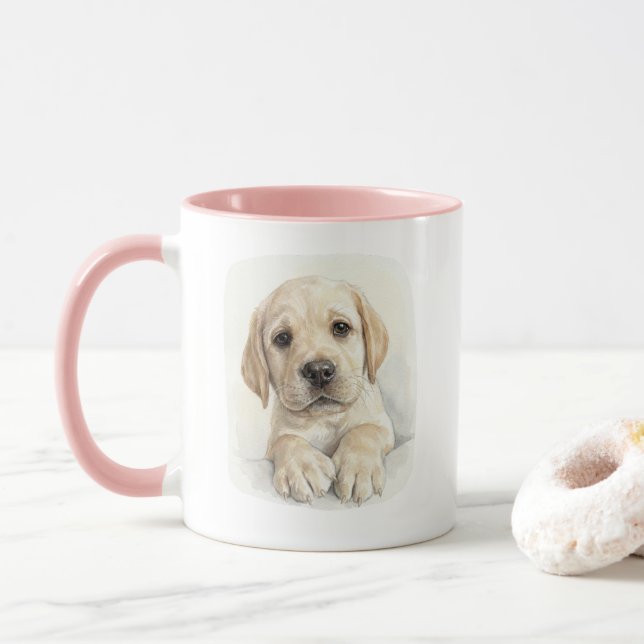 Watercolor Labrador Puppy Mug (With Donut)