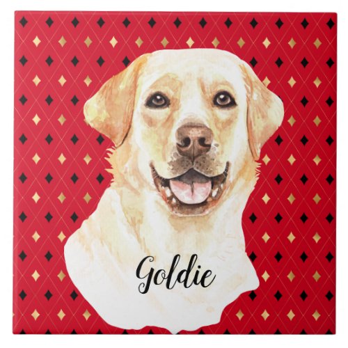 Watercolor Labrador Retriever Dog Personalized Ceramic Tile