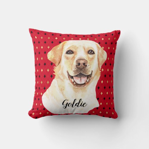 Watercolor Labrador Retriever Dog Personalized Throw Pillow