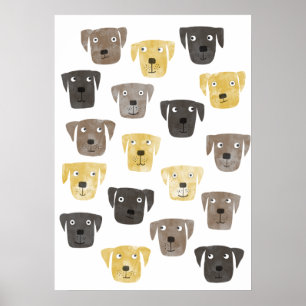 Watercolor Labrador Retriever Dogs Poster