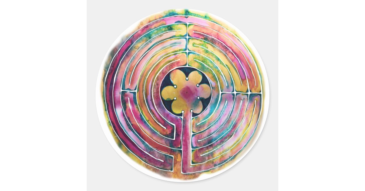 Labyrith Sticker Watercolor Labyrinth Classic Round Sticker | Zazzle