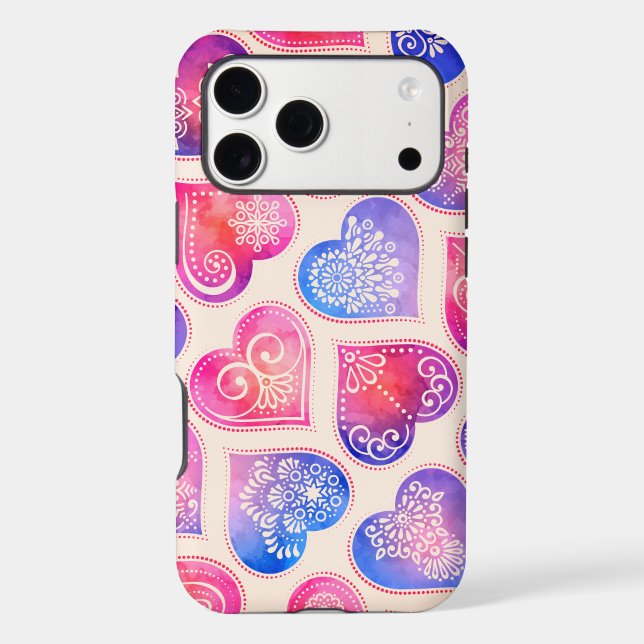 Watercolor Lace Hearts Pattern Case-Mate iPhone Case (“Fall in love with every detail 💕”)