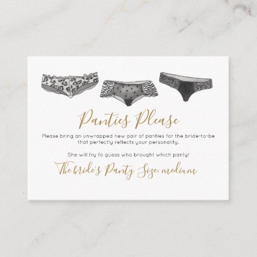 Watercolor Lace Lingerie Panty Game Bridal Shower Enclosure Card
