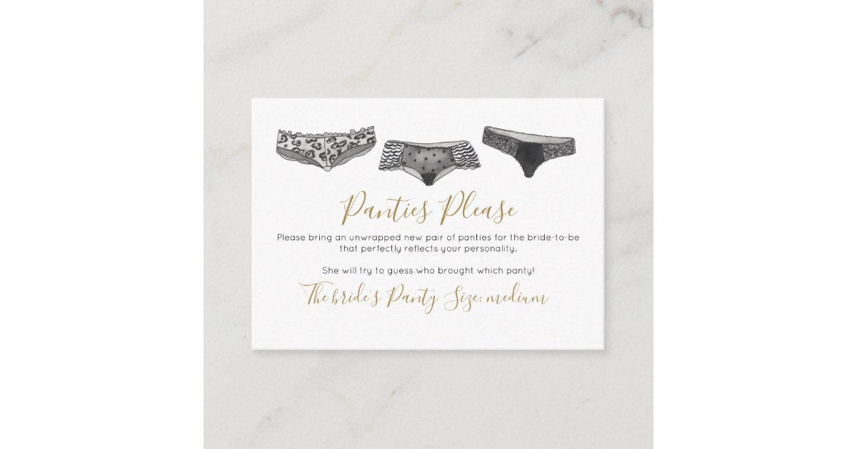 Panty Game Bridal Shower Bachelorette Lingerie Enclosure Card