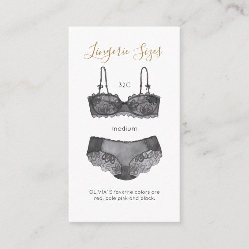Watercolor Lace Lingerie Sizes Bridal Shower Enclo Enclosure Card