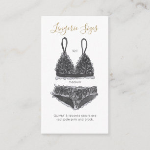 Watercolor Lace Lingerie Sizes Bridal Shower Enclosure Card