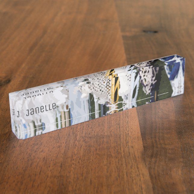 Watercolor Lacrosse Sticks Desk Name Plate (Side)