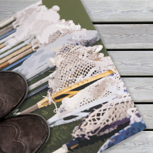 Watercolor Lacrosse Sticks Doormat