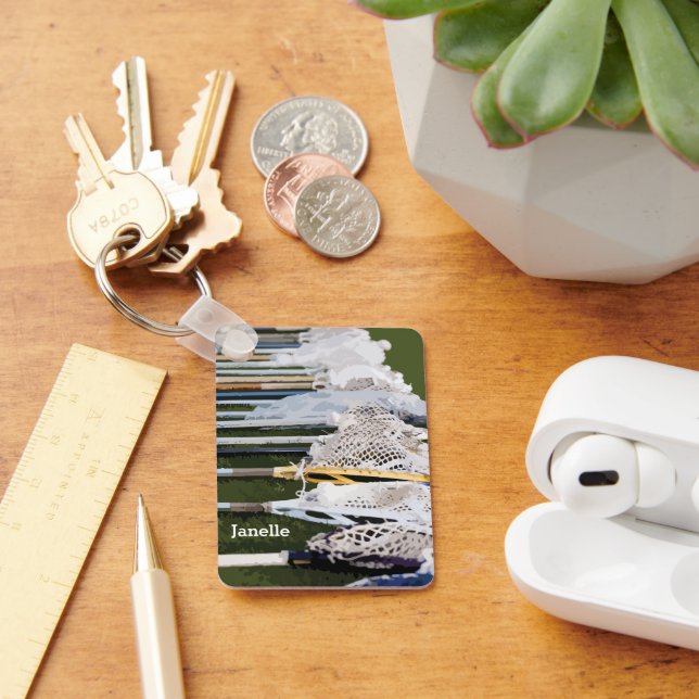Watercolor Lacrosse Sticks Keychain (Desk)