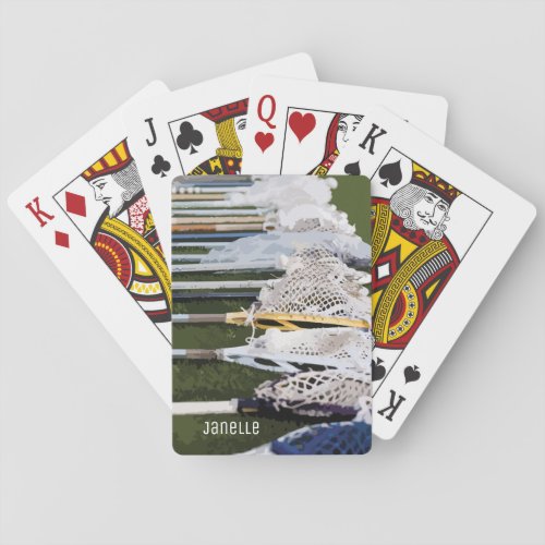 Watercolor Lacrosse Sticks Poker Cards