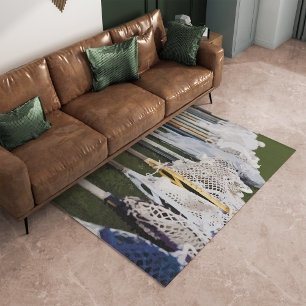 Watercolor Lacrosse Sticks Rug