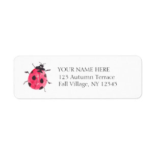Watercolor Lady Bug Hand-Painted Vintage Address Label