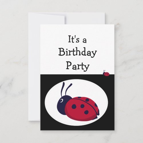 Watercolor Lady Bug Ladybug BIRTHDAY Fun PARTY Invitation