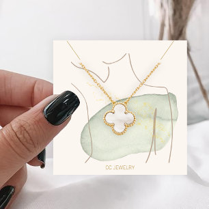 Watercolor Lady Jewelry Necklace Display Square Business Card