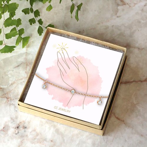 Watercolor Lady Jewerly Bracelet Display Square Business Card