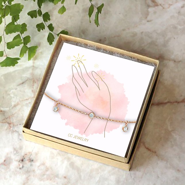 Watercolor Lady Jewerly Bracelet Display Square Business Card (Creator Uploaded)