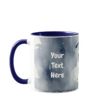 Watercolor Lady Rain with Umbrella Grey Dress Mug