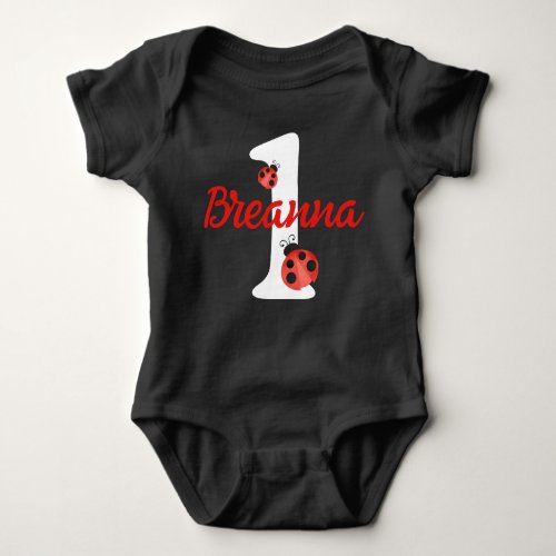 Watercolor Ladybug 1st Birthday Party Bodysuit