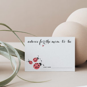 Watercolor Ladybug Advice for Mom Baby Shower Card