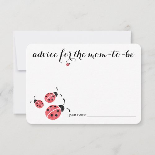 Watercolor Ladybug Advice for Mom Baby Shower Card