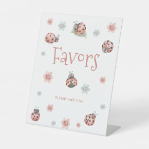 Watercolor Ladybug Baby Shower Favors Please Take Pedestal Sign