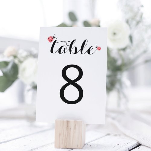Watercolor Ladybug Baby Shower Table Numbers