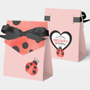 Watercolor Ladybug Birthday Treat Favor Boxes