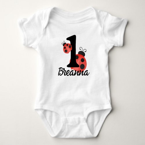 Watercolor Ladybug First Birthday Party Bodysuit