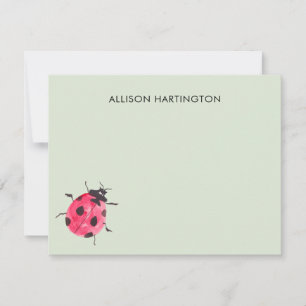 Watercolor Ladybug Garden Cute Sage Thank You Card