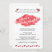 Watercolor Ladybug Girl Baby Shower Invitations (Front/Back)