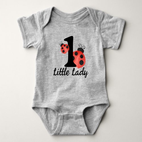 Watercolor Ladybug Little Lady Birthday Bodysuit