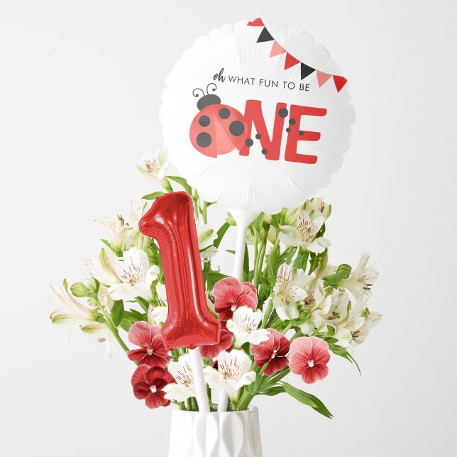 Watercolor Ladybug Oh What Fun One Centerpiece Balloon (White Oh So Fun to Be One Watercolor Ladybug Centerpiece Balloons)