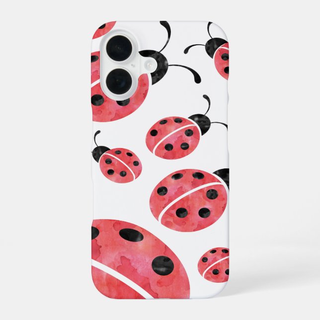 Watercolor Ladybug Pattern Iphone Case (Back)