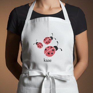 Watercolor Ladybug Personalized Adult Apron